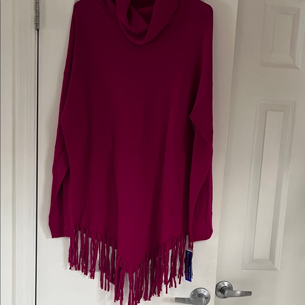 Peter Nygard Magenta Fringe sweater